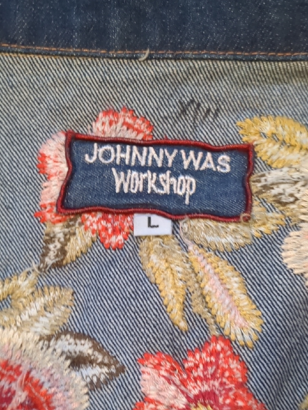 Johnny Was Workshop Desi Denim Jacket Embroidered Blue Jean Jacket Size Large - Picture 7 of 13
